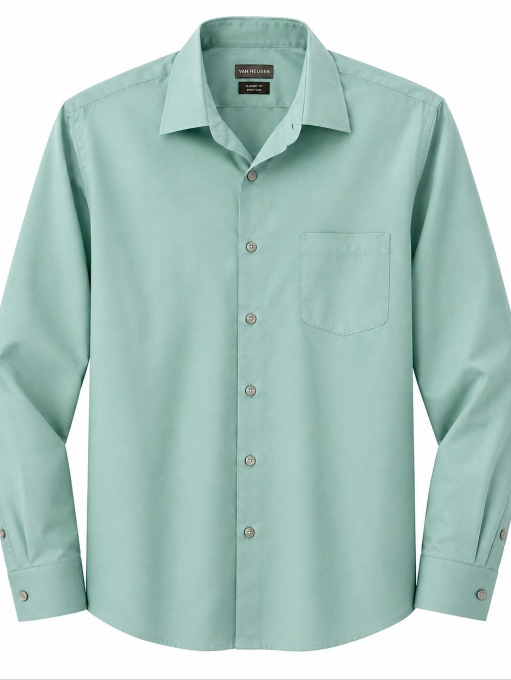 Van Heusen Men's Light Mint Green Dress Shirt - Regular Fit 16.5 L/G
